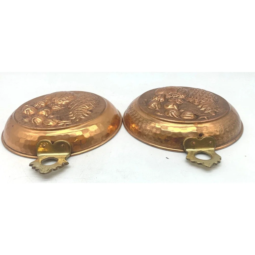 Vintage ODI Copper Fruit Molds Set of 2 Hanging Kitchen Decor Assorted Relief